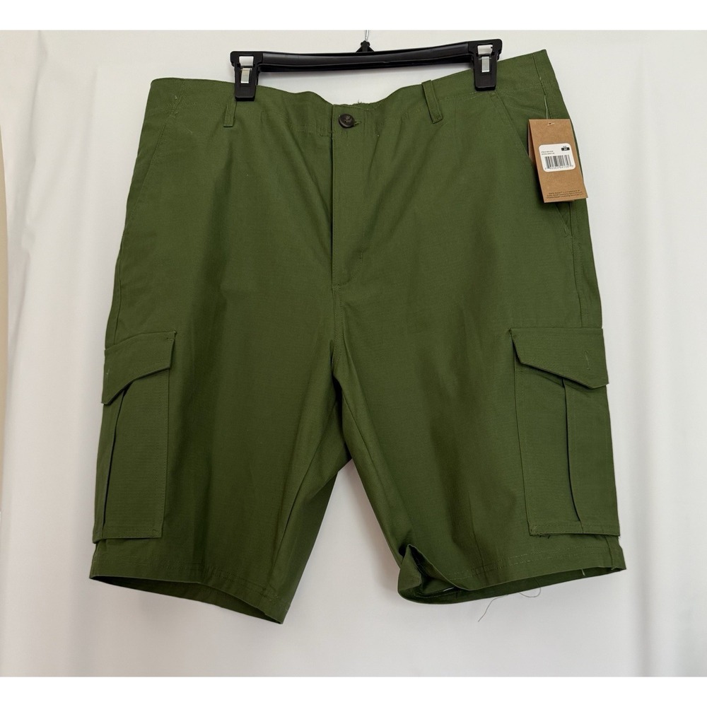 New Eddie Bauer Shorts Mens 34 Bronze Green Ripstop Dunite 10" Cargo Short